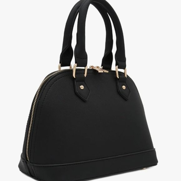 New Italian Black Faux Leather Alma Bag - Picture 2 of 3